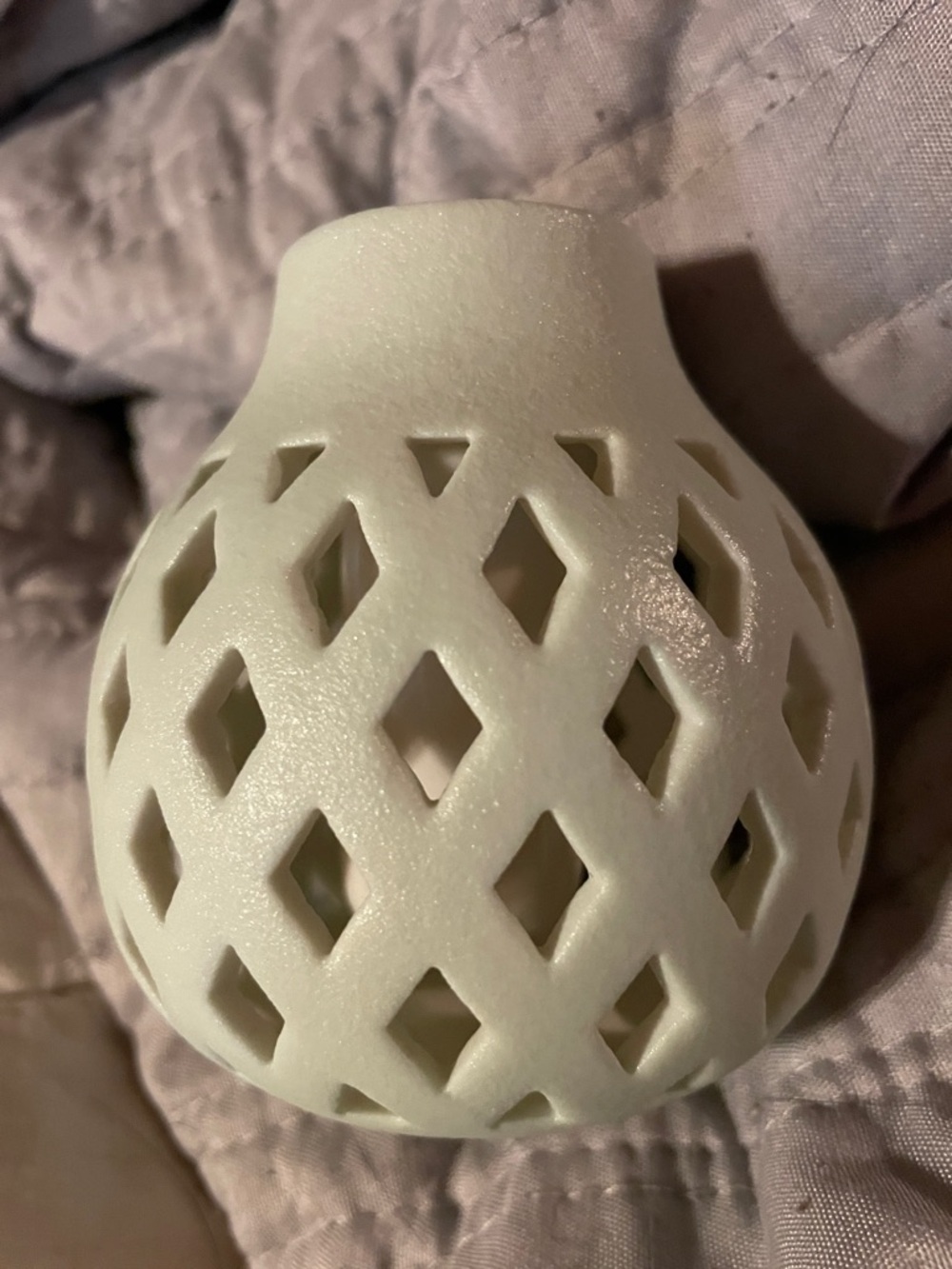 Creamy Green Ceramic Lattice Accent Vase - Decorative Small Vase